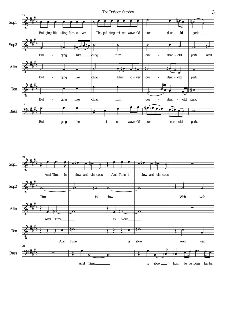 The Park on Sunday for mixed voice choir (SSATB) SSATB scores gallery preview page 3