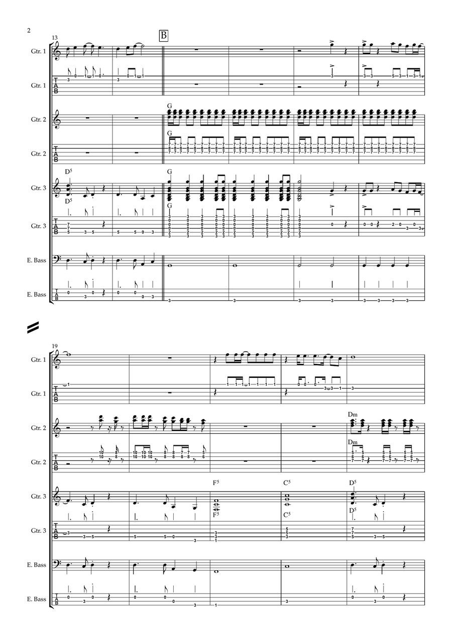 Another Brick In The Wall Guitar Ensemble scores gallery preview page 2