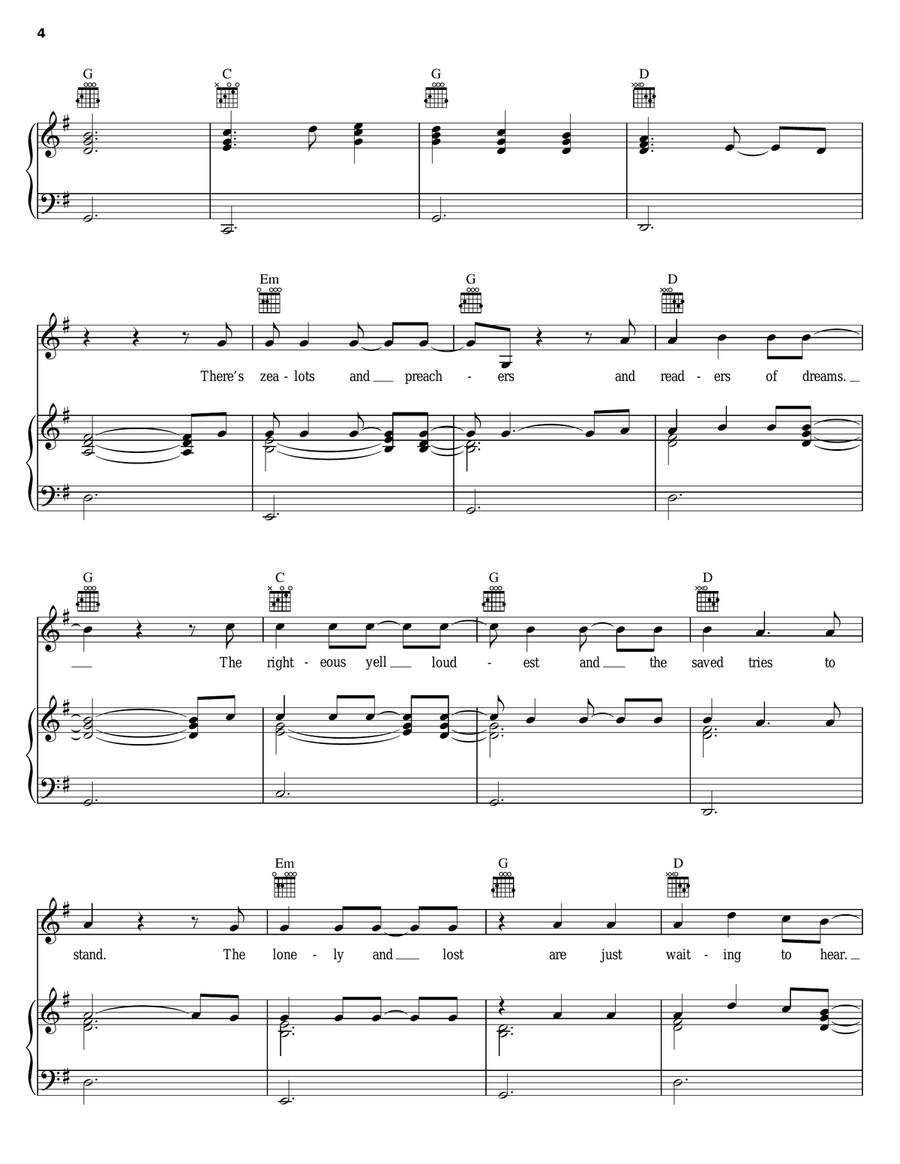 The Calling Piano, Vocal, Guitar scores gallery preview page 4
