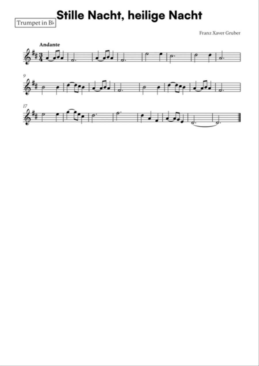 Stille Nacht, heilige Nacht (for Trumpet in Bb and Cello) B-Flat Trumpet scores gallery preview page 2