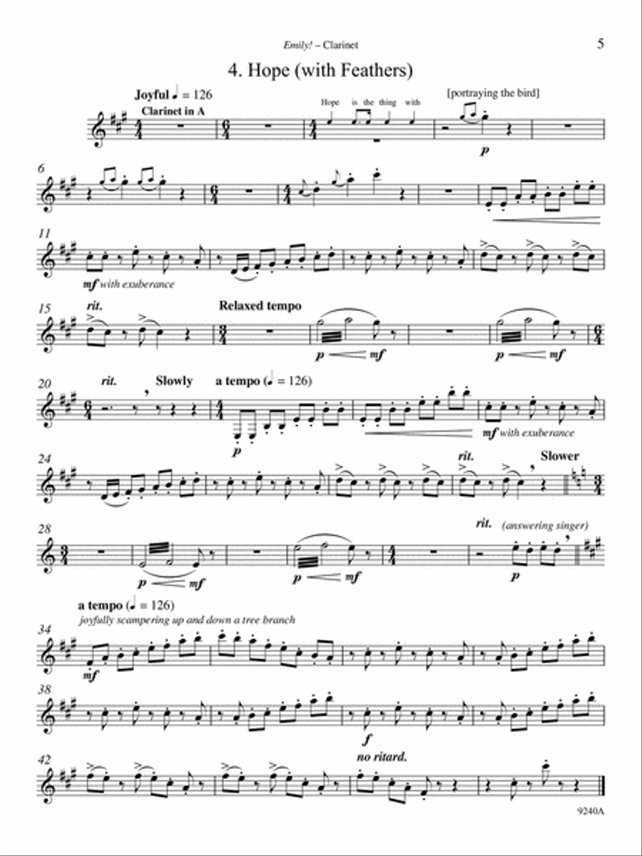 Emily! (from New England) (Downloadable Clarinet Part for Clarinet/Piano Version) Clarinet scores gallery preview page 5