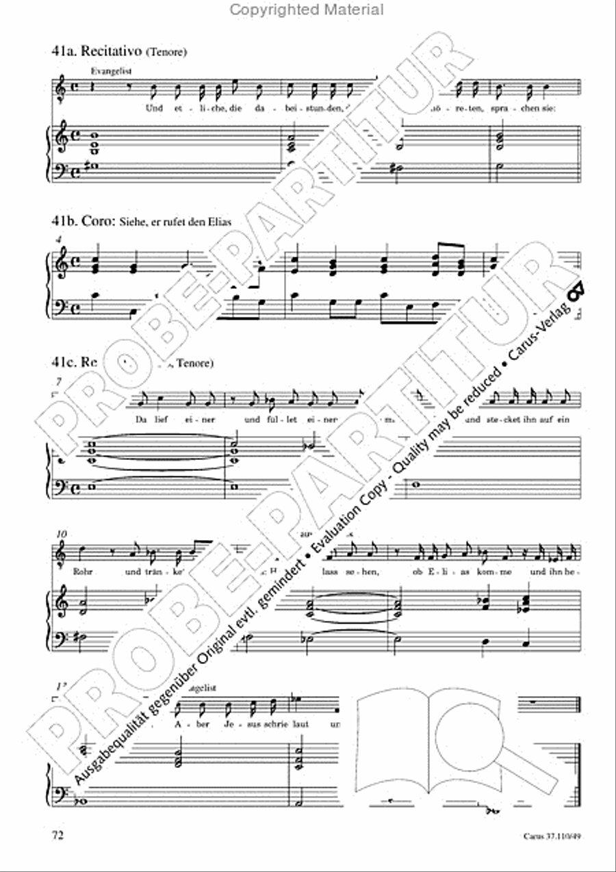 Markuspassion. Werkausgabe Reihe 1, Bd. 7 (Homilius) Organ scores gallery preview page 73