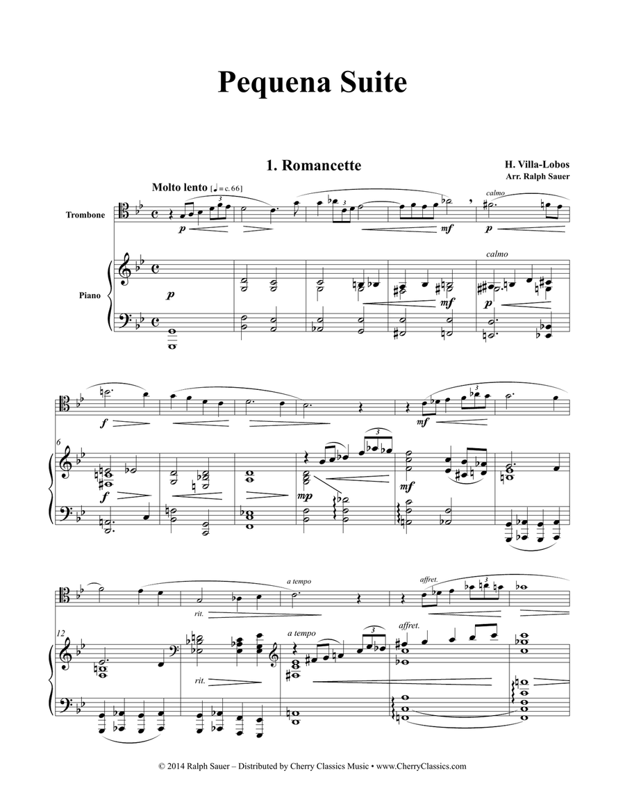Pequena Suite for Trombone and Piano Piano scores gallery preview page 2
