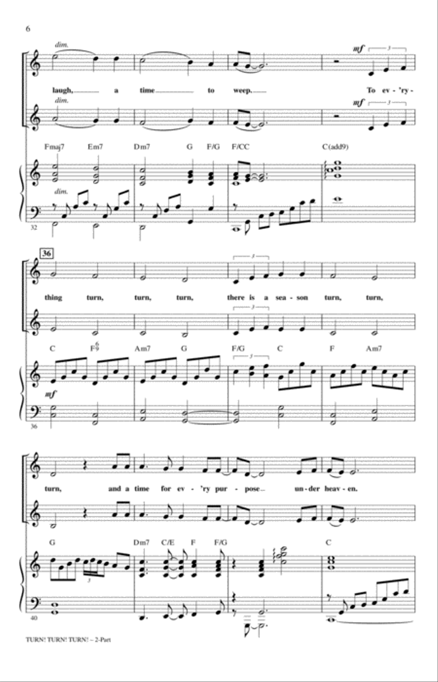 Turn! Turn! Turn! (To Everything There Is A Season) (arr. Roger Emerson) 2-Part scores gallery preview page 4