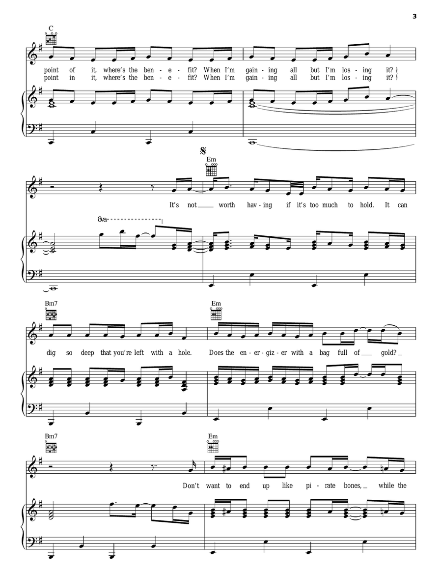 Pirate Bones Piano, Vocal, Guitar scores gallery preview page 3
