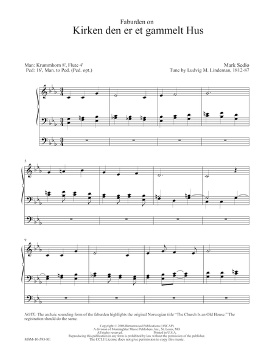 Faburden on Kirken den er et gammelt Hus Organ scores gallery preview page 1