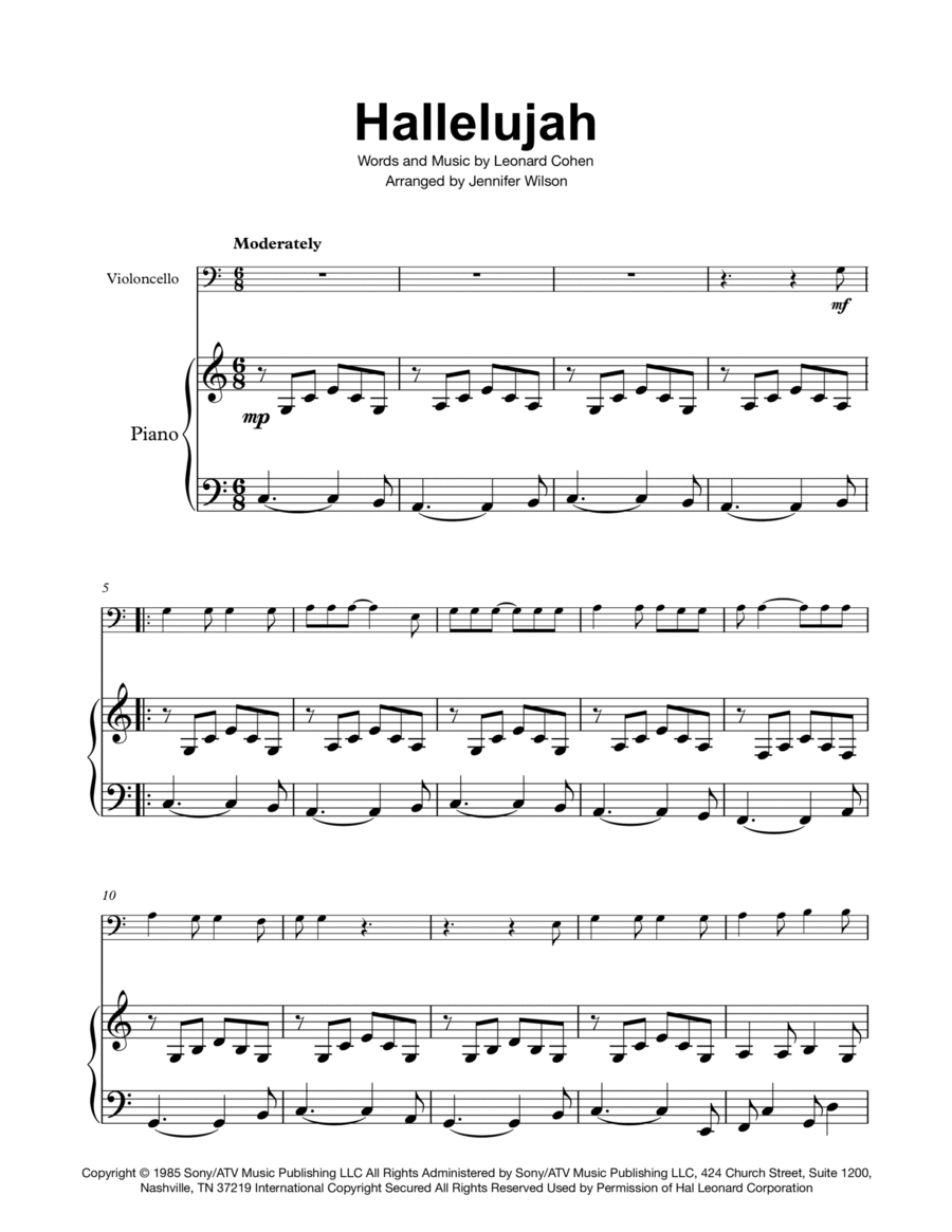 Hallelujah Piano scores gallery preview page 1