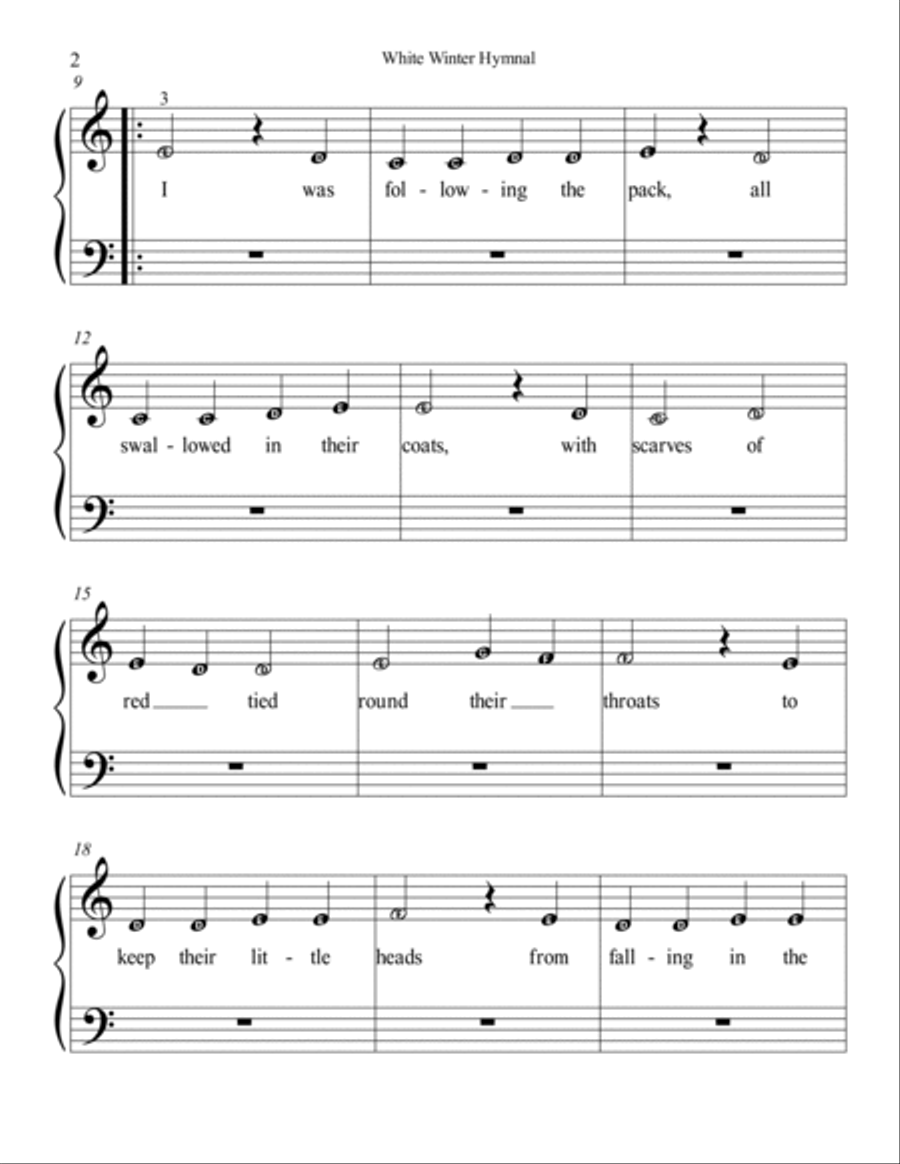White Winter Hymnal Easy Piano scores gallery preview page 2