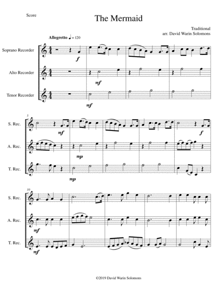 The Mermaid for recorder trio (soprano, alto, tenor) image number null