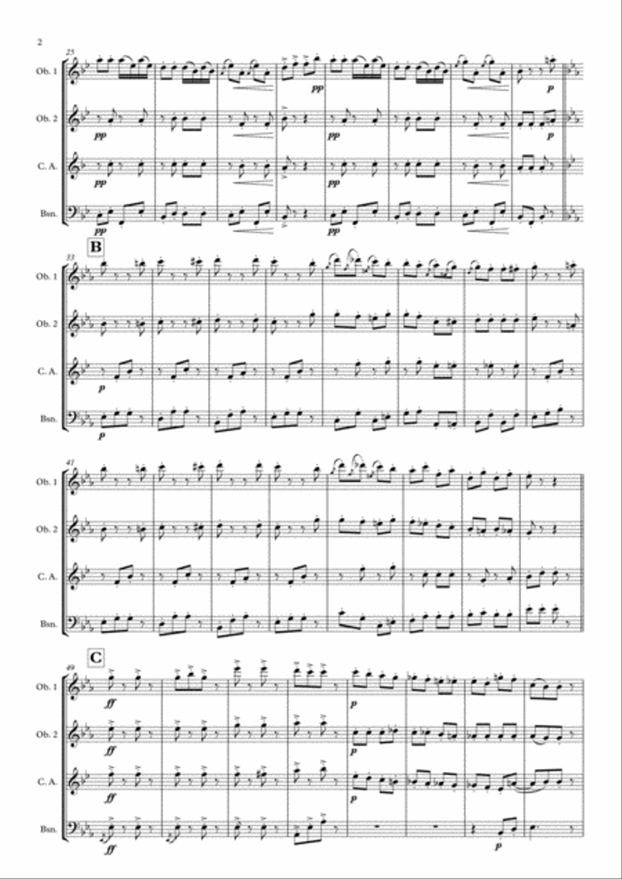 Pizzicato-Polka for Double Reed Quartet Woodwind Quartet scores gallery preview page 2