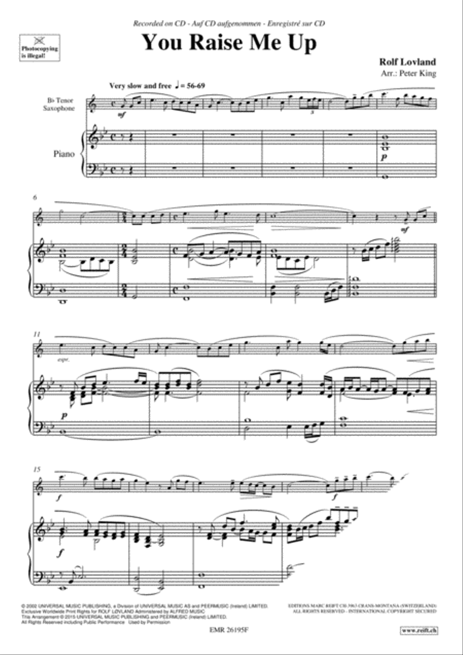 You Raise Me Up Tenor Saxophone scores gallery preview page 3