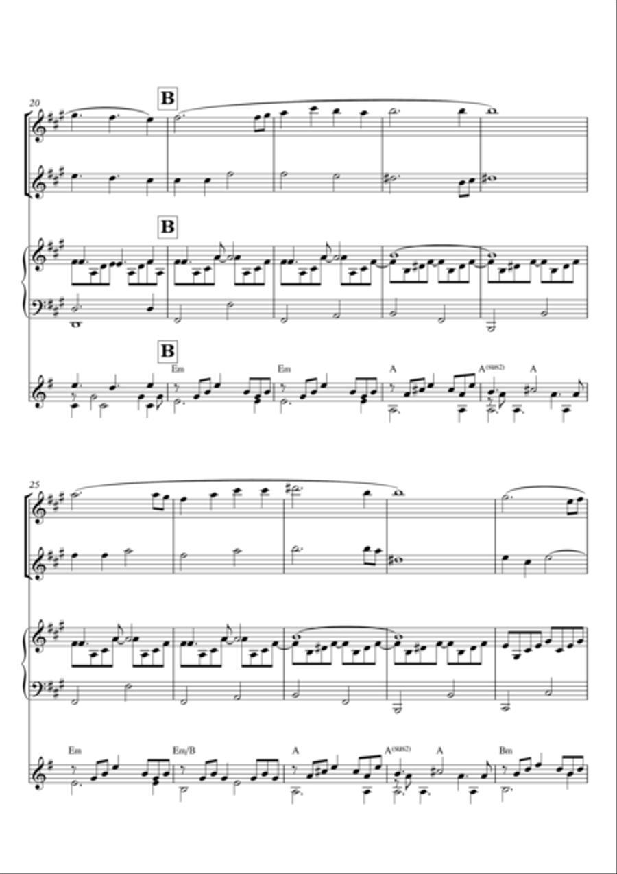 Instrumental Interlude 2'05 for 2 flutes, guitar and/or piano by Simon Peberdy Flute scores gallery preview page 4