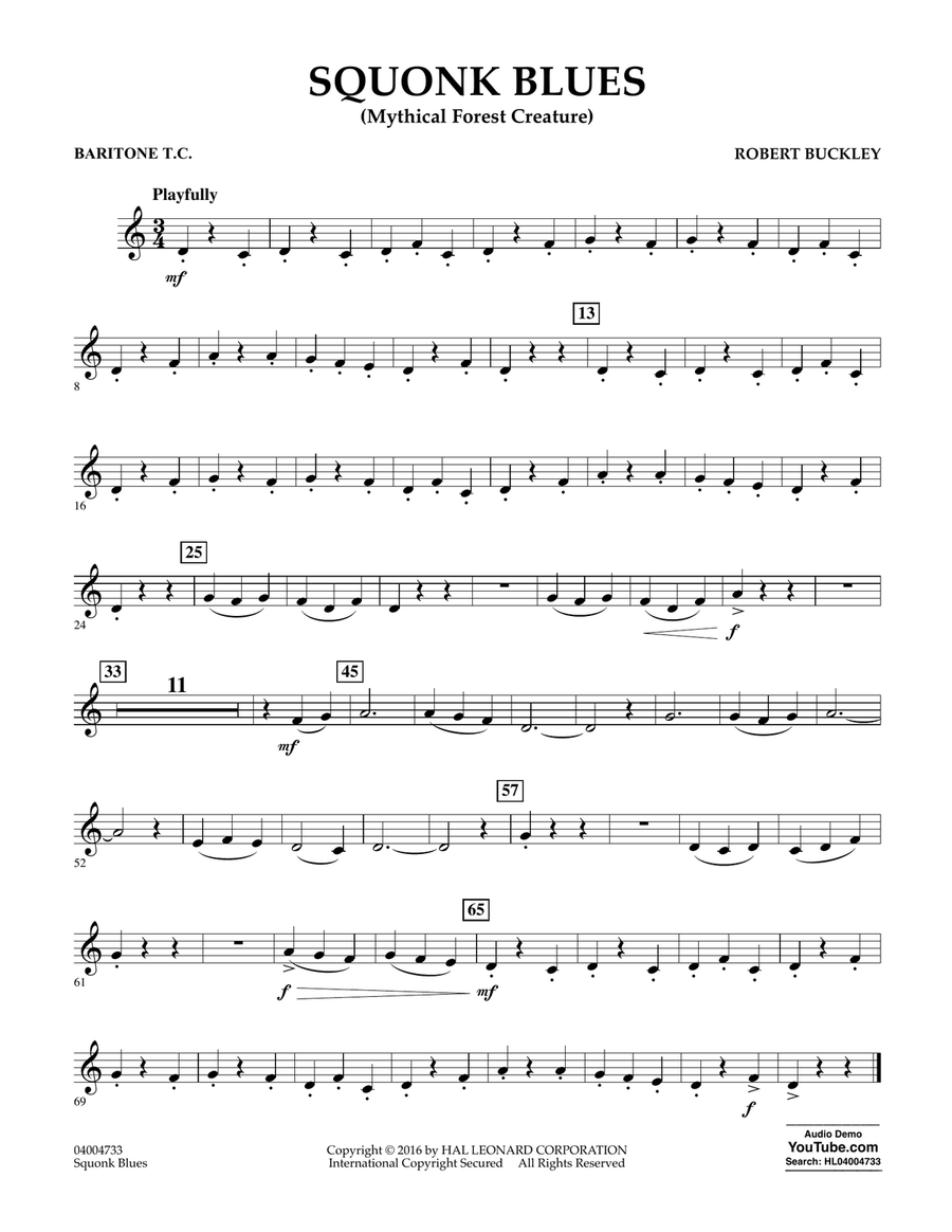 Squonk Blues - Baritone T.C. Concert Band scores gallery preview page 1