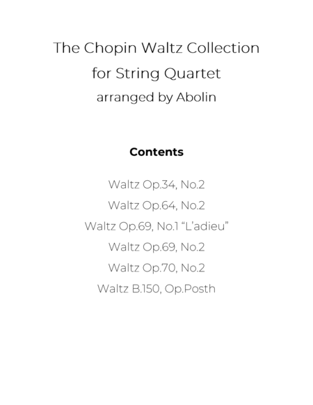 Chopin Waltz Collection for String Quartet image number null