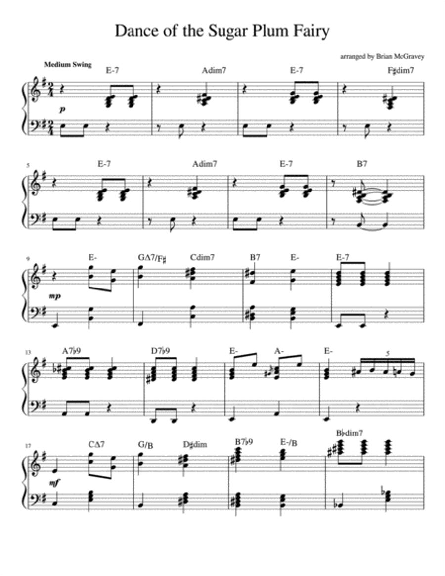 Dance of the Sugar Plum Fairy (Jazz Piano) Piano Solo scores gallery preview page 1