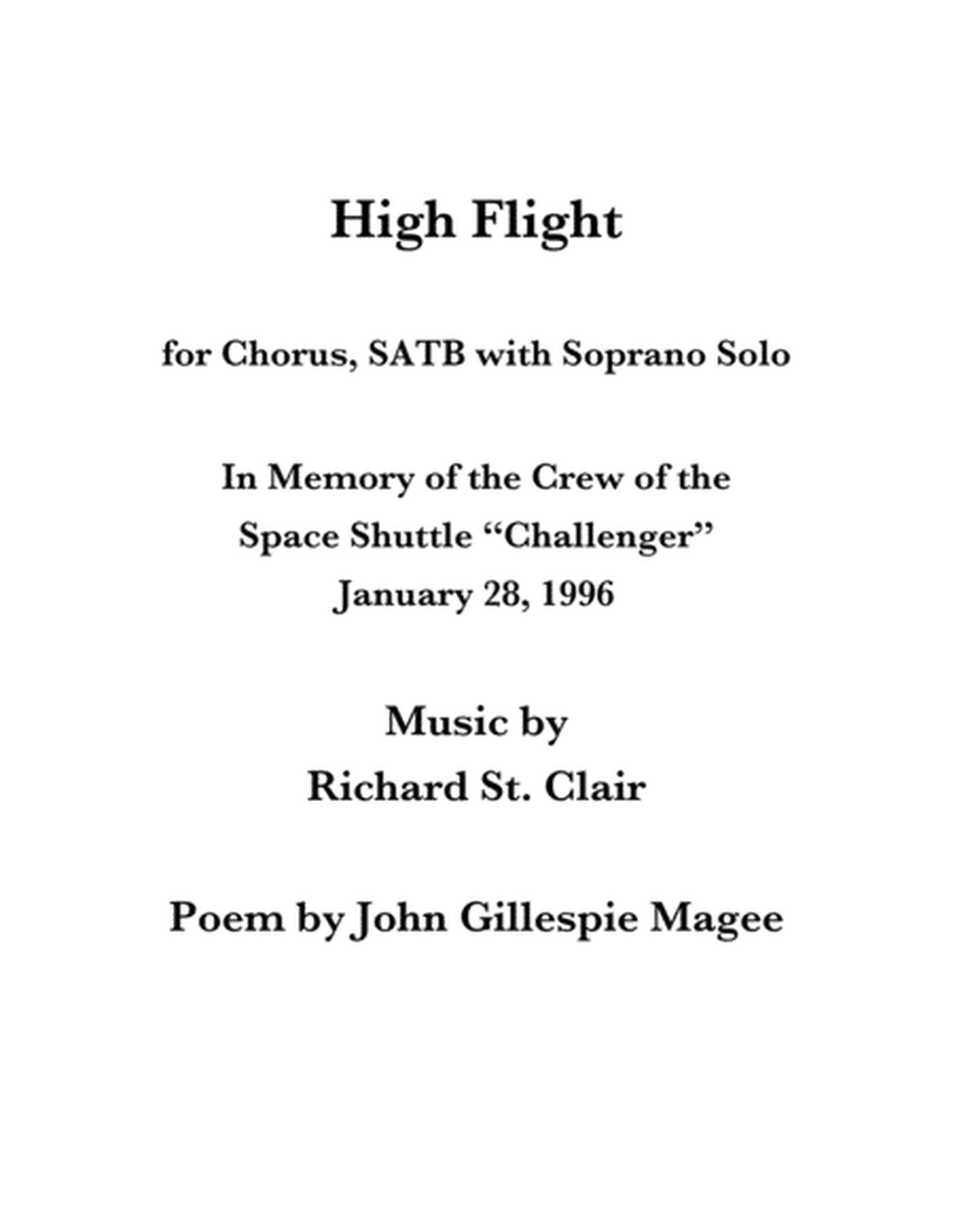High Flight: for Chorus SATB in Memory of the Shuttle Challenger Crew 1986 (1996) image number null