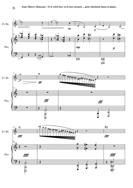 Jean-Thierry Boisseau: Ni Le Soleil Hier, Ni La Lune Demain . . . for bass clarinet and piano