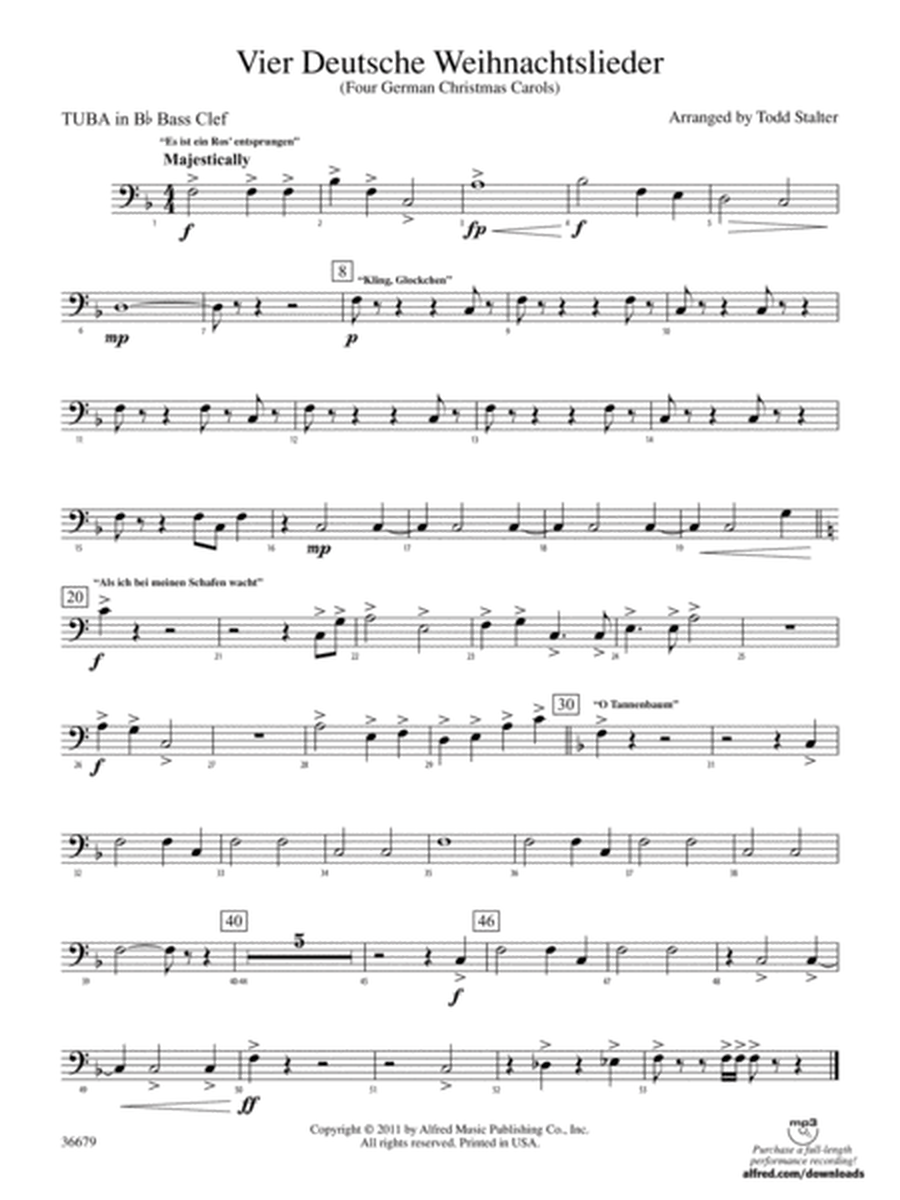 Vier Deutsche Weihnachtslieder: (wp) B-flat Tuba B.C.