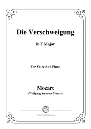Book cover for Mozart-Die verschweigung,in F Major,for Voice and Piano