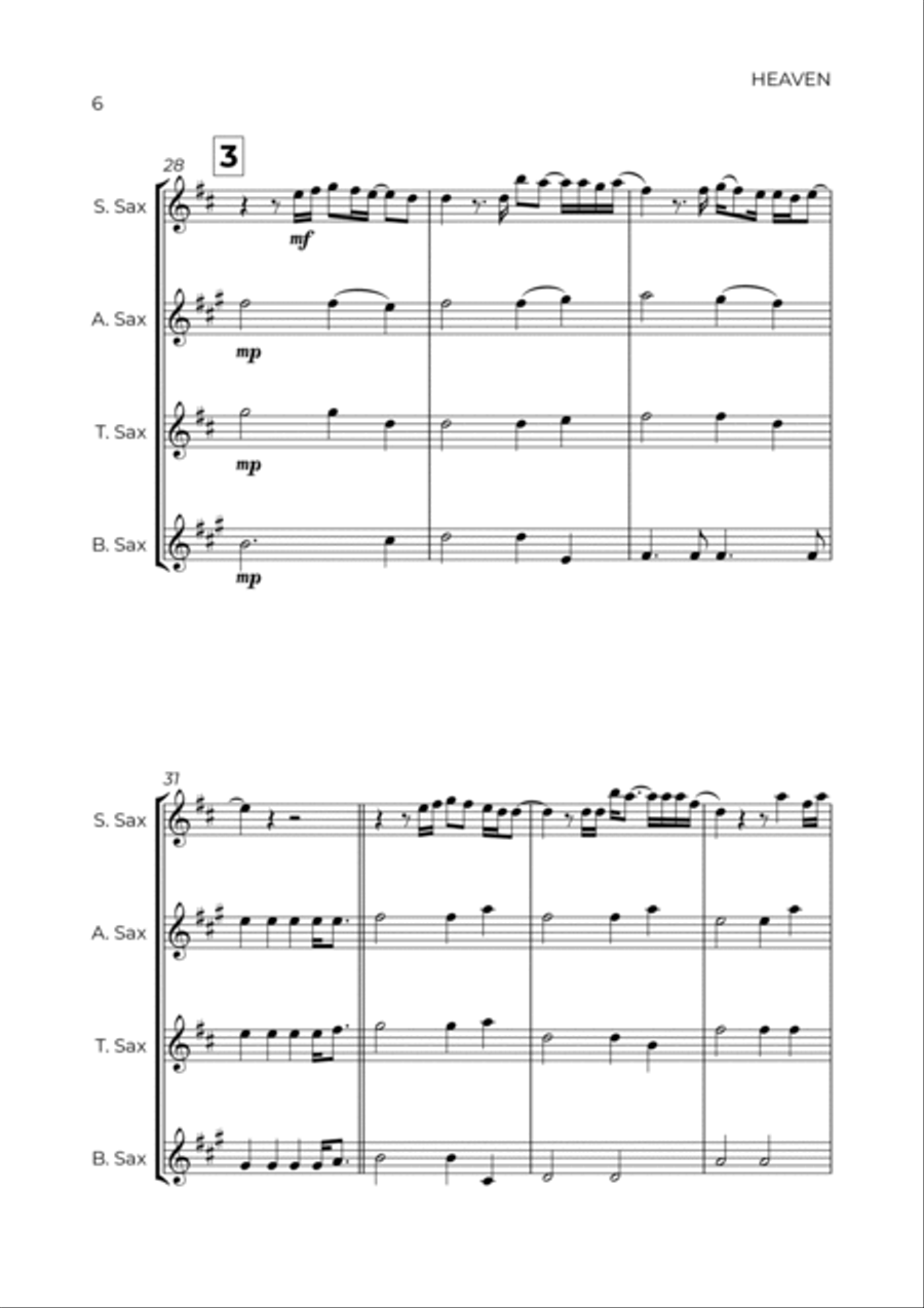 Heaven Saxophone Quartet scores gallery preview page 6