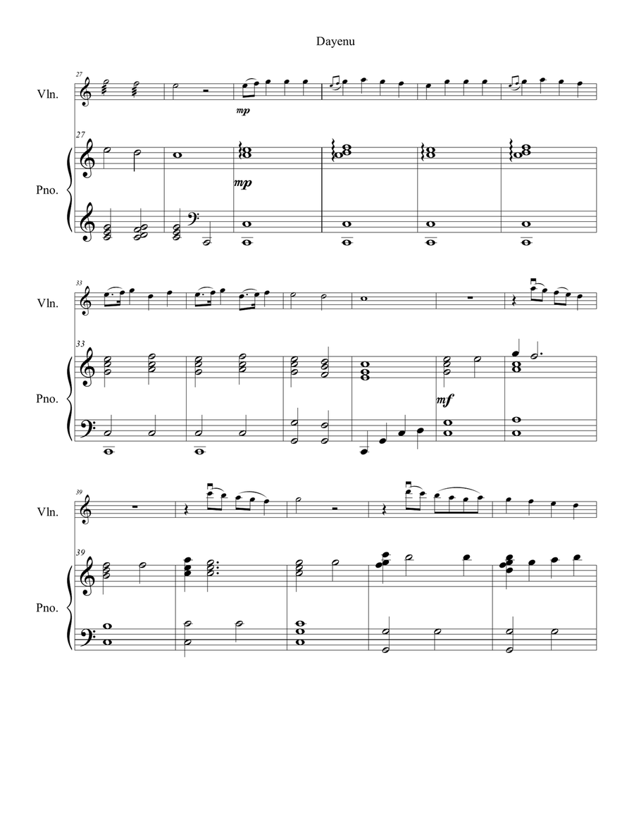 Dayenu Violin Solo scores gallery preview page 3