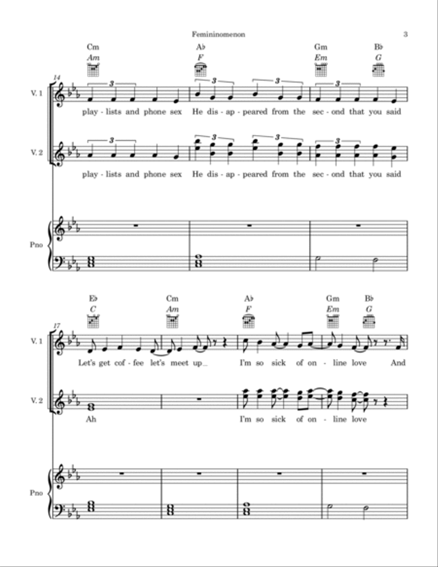 Femininomenon Piano, Vocal, Guitar scores gallery preview page 3