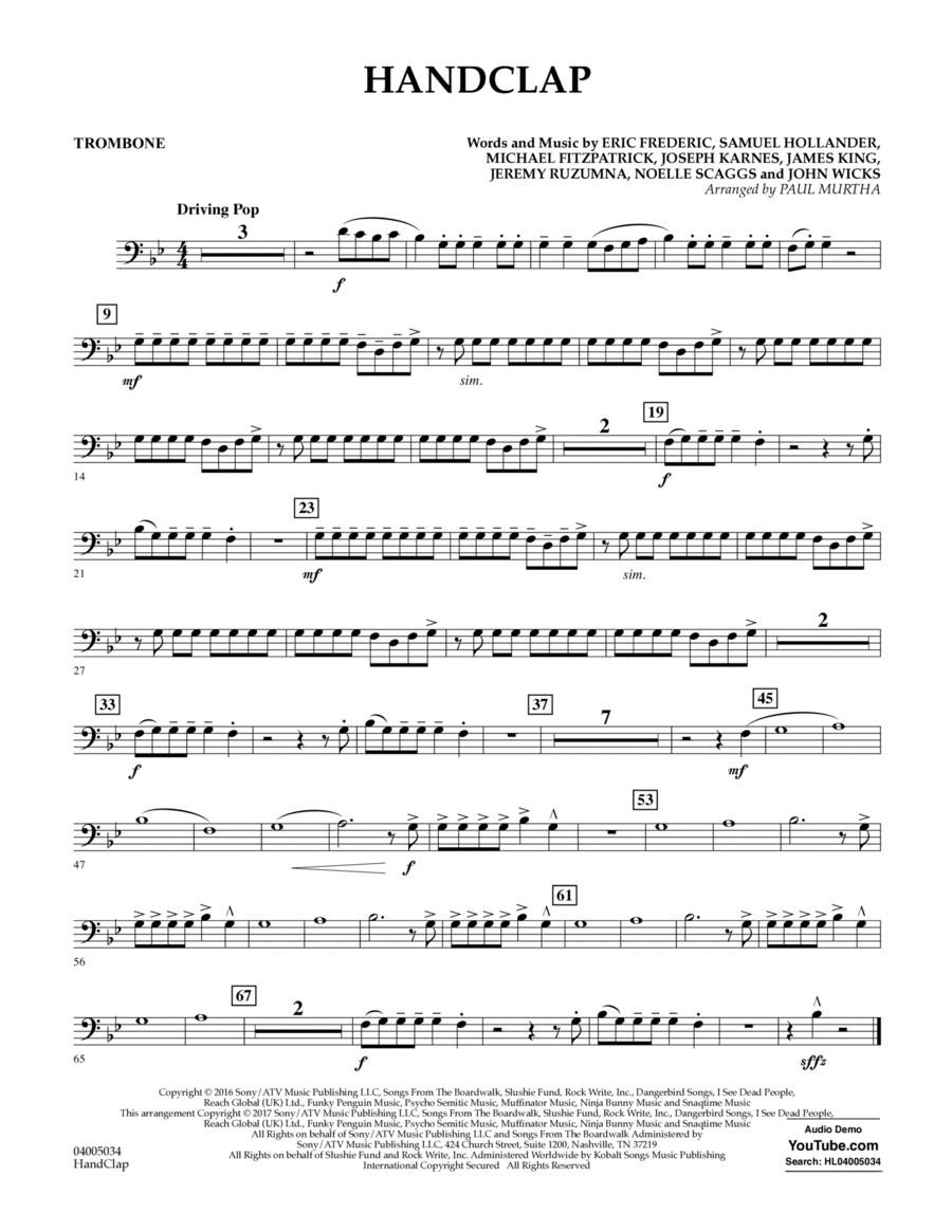 HandClap - Trombone Concert Band scores gallery preview page 1