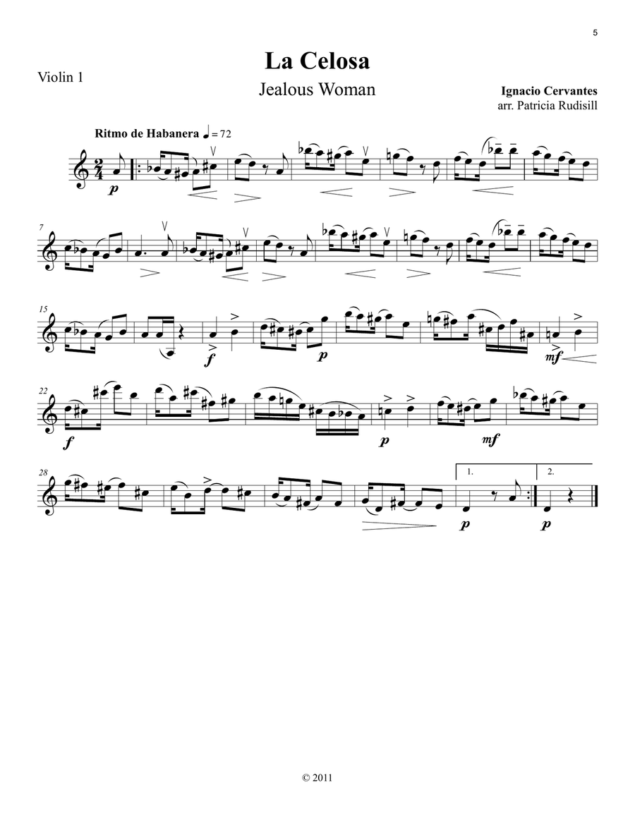 7 Danzas Cubanas, for string quartet (Parts only) String Quartet scores gallery preview page 5