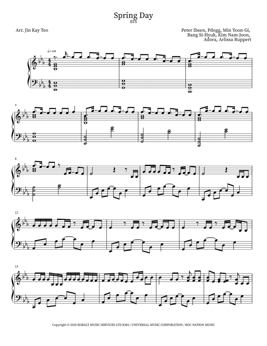 Spring Day Piano Solo scores gallery preview page 1