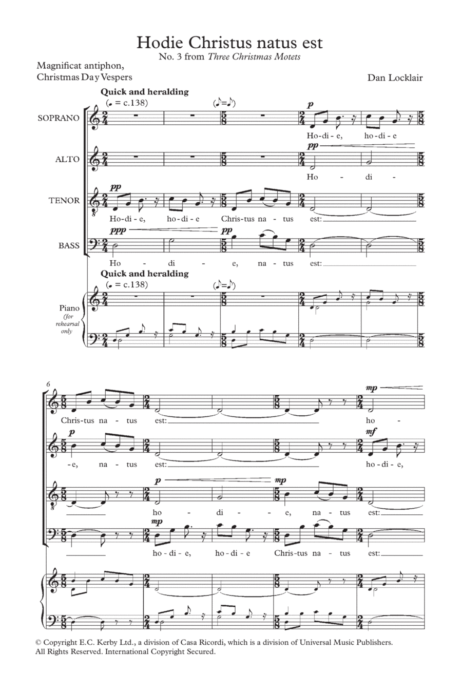 Hodie Christus Natus Est 4-Part scores gallery preview page 1