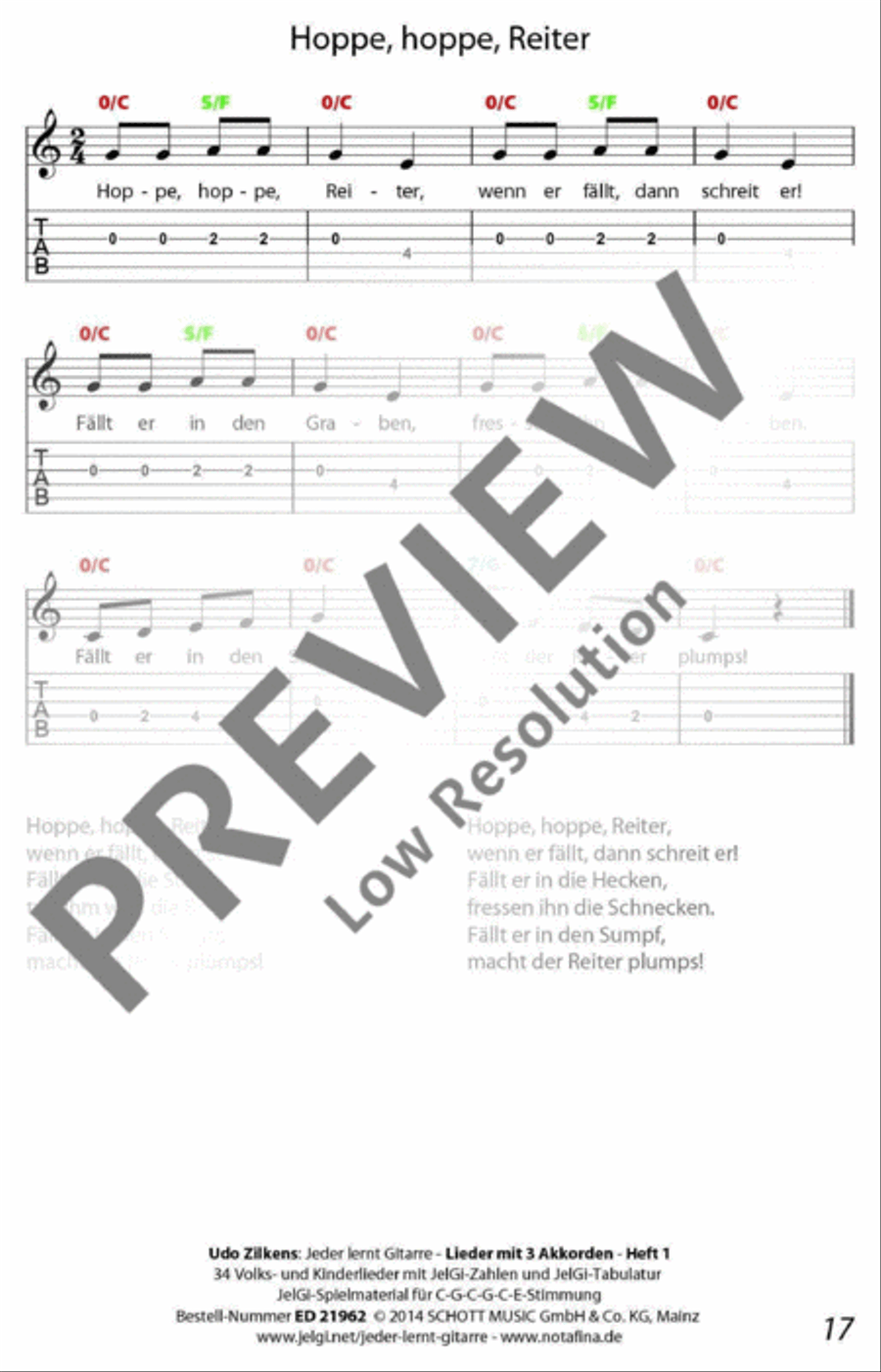 Jeder lernt Gitarre - Lieder mit 3 Akkorden Heft 1 Classical Guitar scores gallery preview page 18