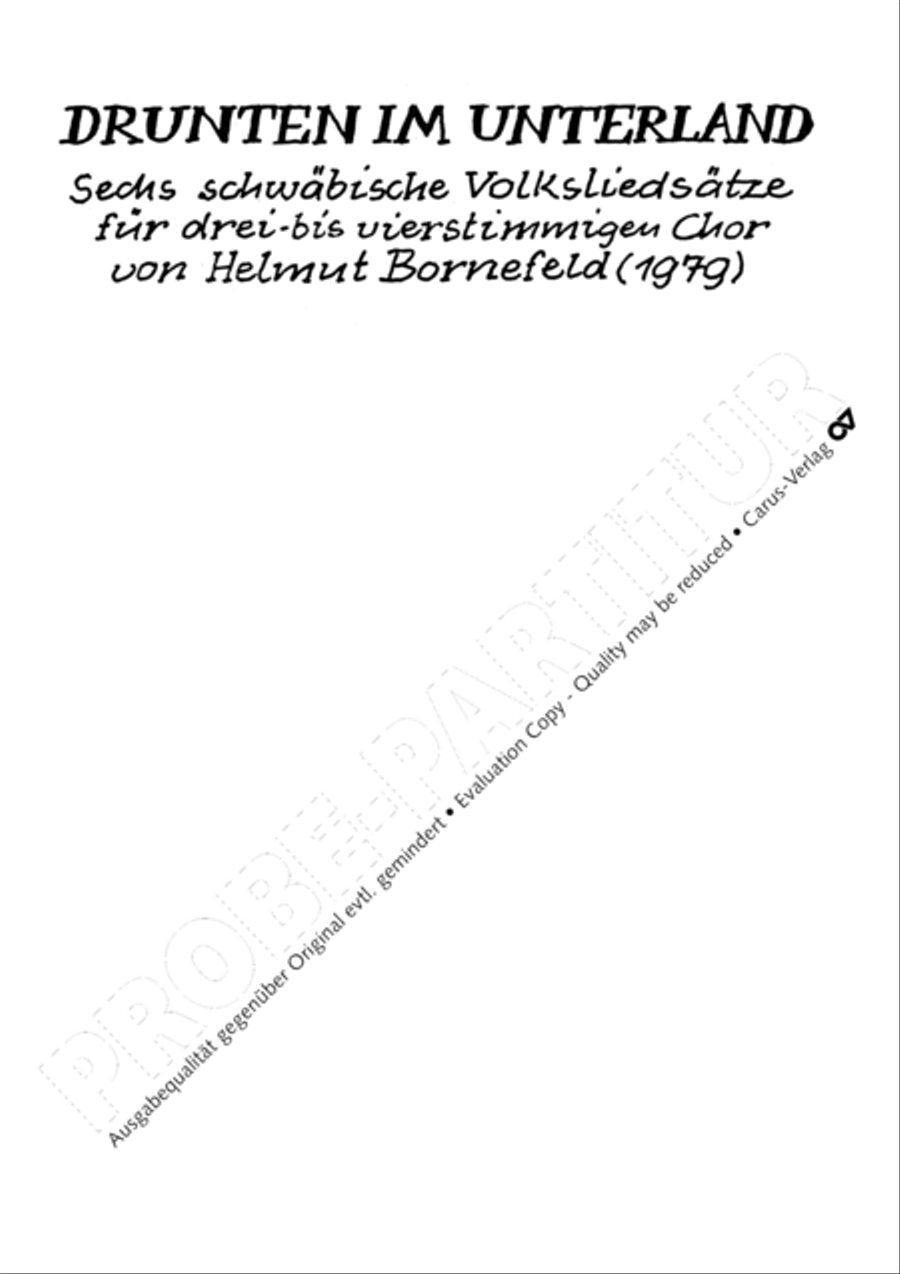 Drunten im Unterland. Sechs schwabische Volkslieder Choir scores gallery preview page 4