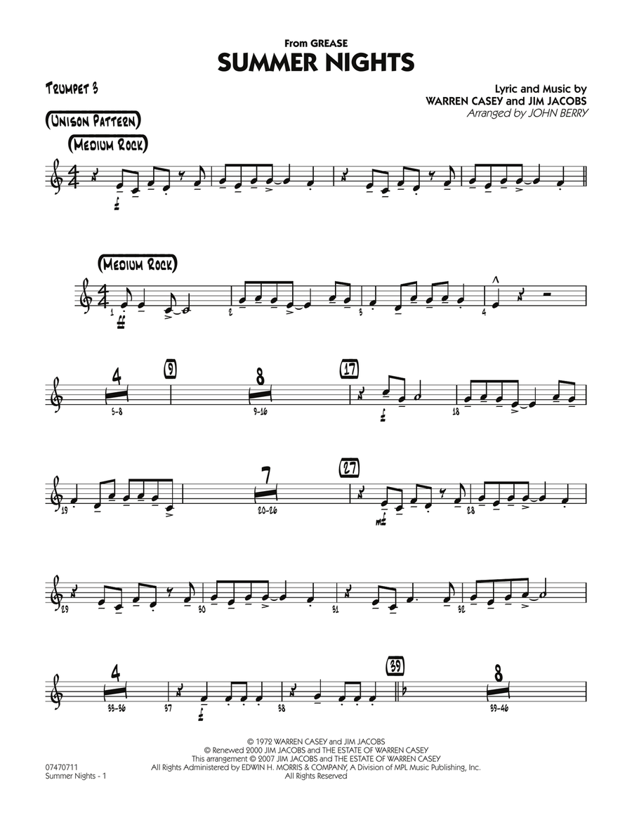 Summer Nights (from Grease) - Trumpet 3 Jazz Ensemble scores gallery preview page 1