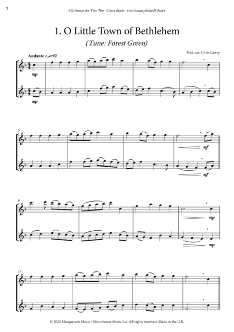 Christmas for Two Too! - 7 easy Christmas duets for flute duet Flute Duet scores gallery preview page 2