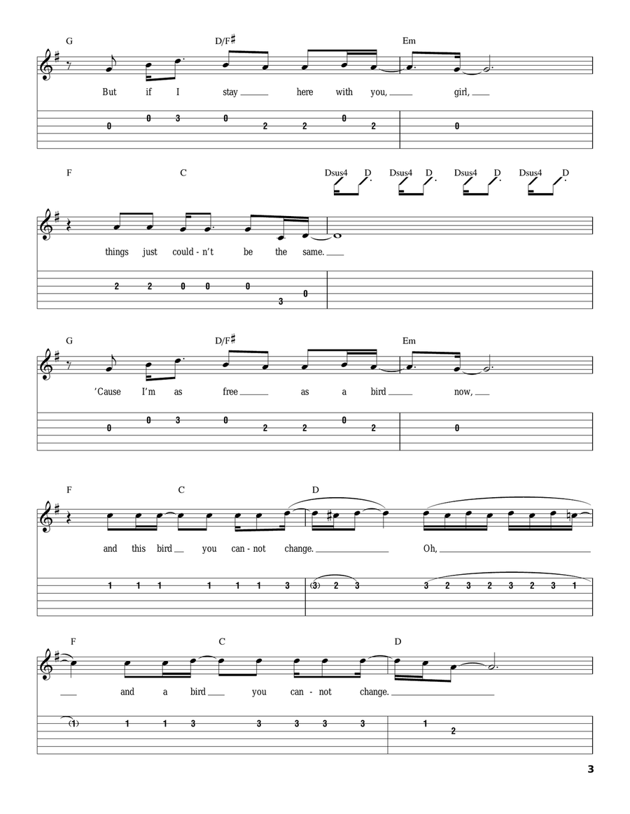 Free Bird Free Bird Acoustic Guitar scores gallery preview page 3