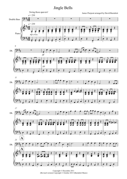 Jingle Bells (Jazzy Style) for Double Bass and Piano image number null