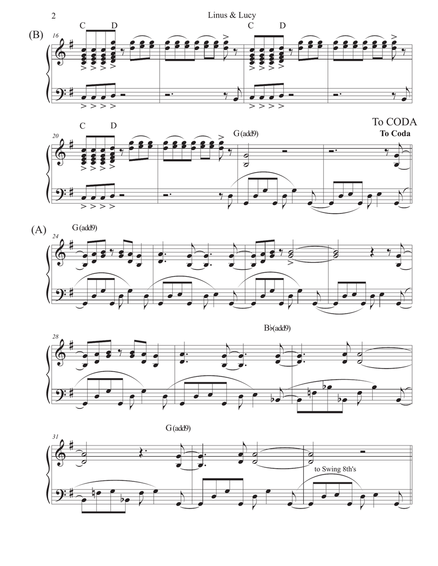 Linus And Lucy Piano Solo scores gallery preview page 2