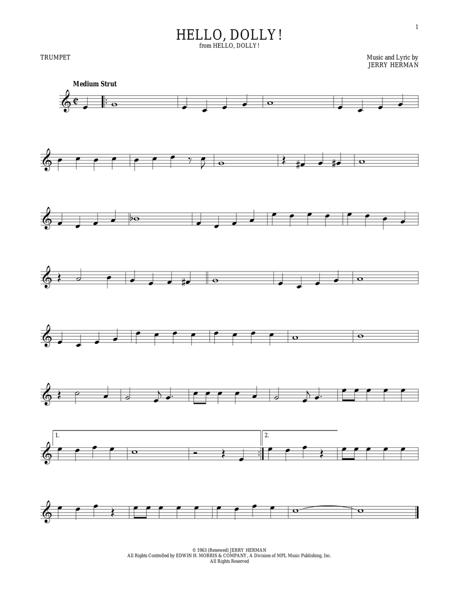 Hello, Dolly! Hello, Dolly! Trumpet Solo scores gallery preview page 1