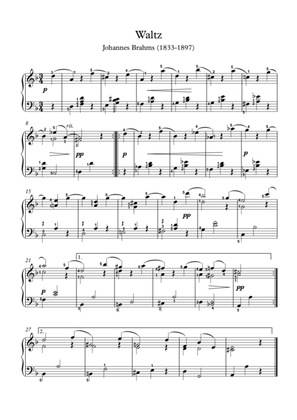 Piano Waltz opus 39 no 9 by Johannes Brahms