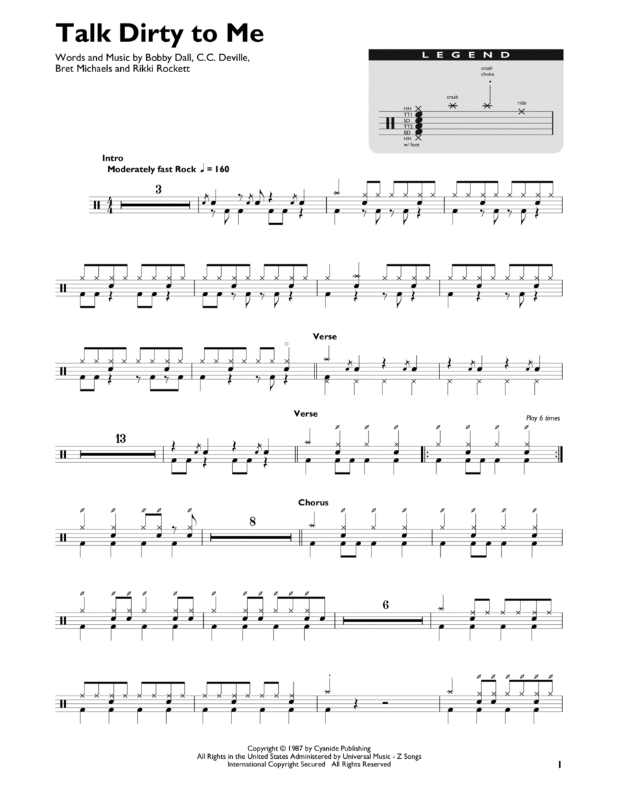 Talk Dirty To Me Drum Set scores gallery preview page 1