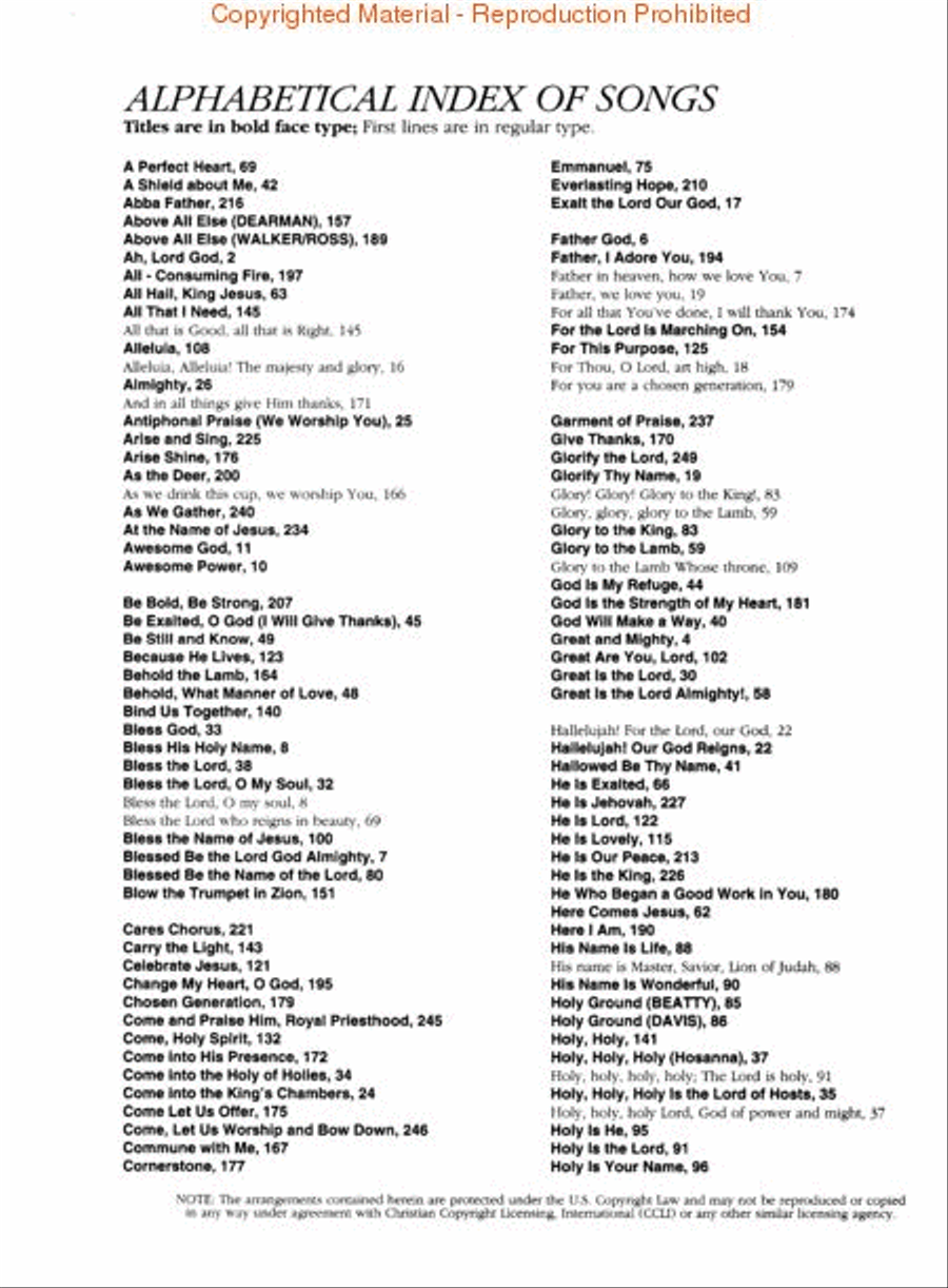 Songs for Praise and Worship Piano, Vocal, Guitar scores gallery preview page 2