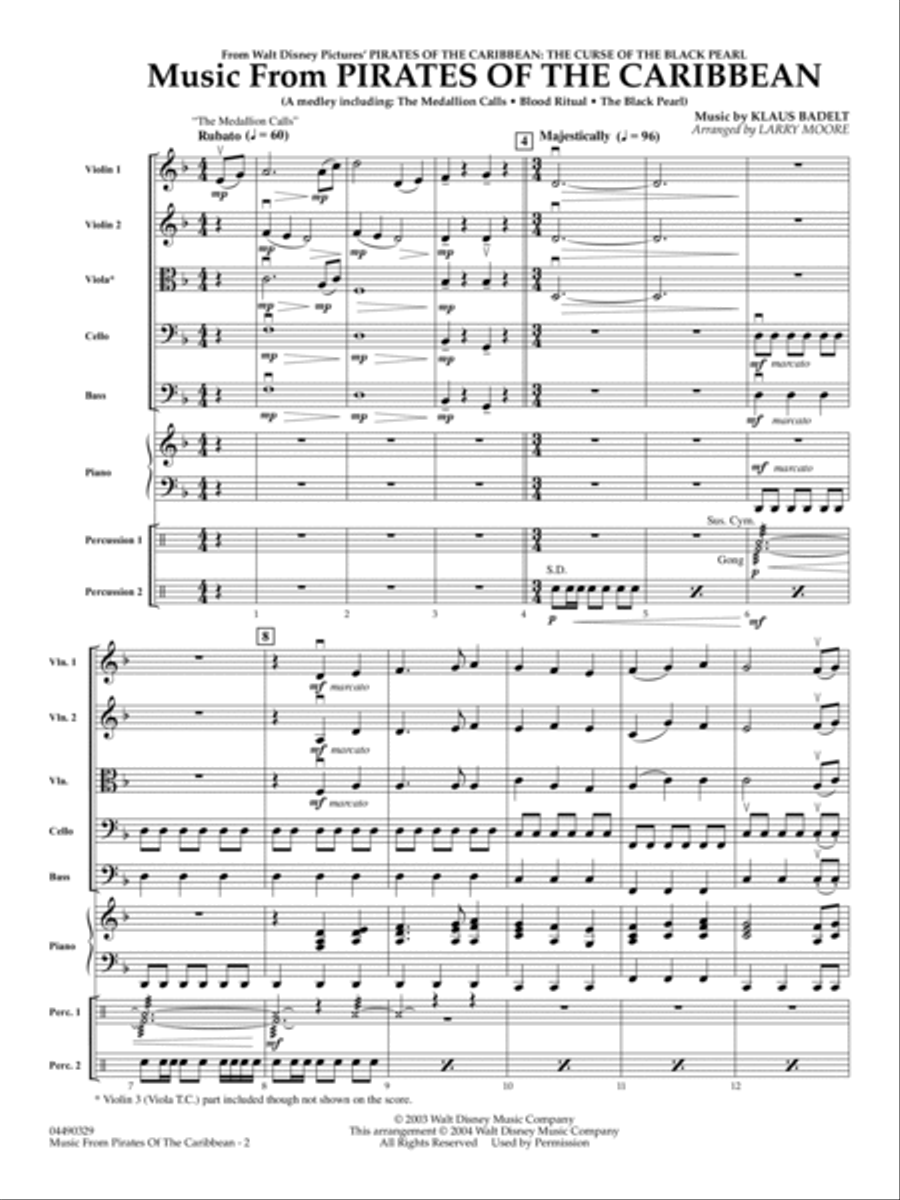 Music from Pirates Of The Caribbean (arr. Larry Moore) - Full Score String Orchestra scores gallery preview page 2