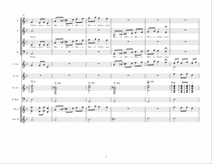 Carol of the Bells for voice, violin and guitars Small Ensemble scores gallery preview page 5