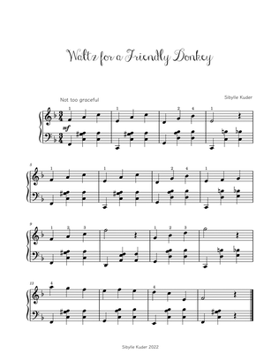 Two Waltzes, for a Friendly Donkey and a Carefree Elephant for Early Intermediate Solo Piano