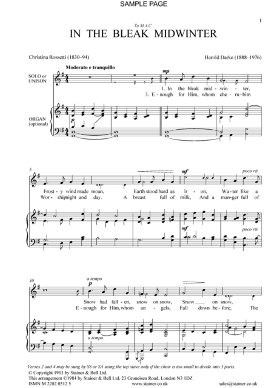 In the Bleak Midwinter. SSA SSA scores gallery preview page 2