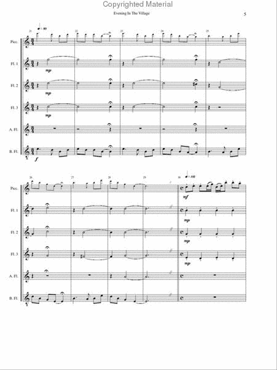 Evening in the Village Evening in the Village Flute Choir scores gallery preview page 5