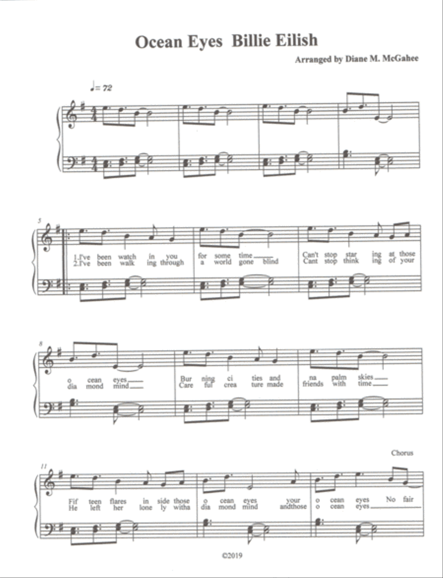 Ocean Eyes Small Ensemble scores gallery preview page 1