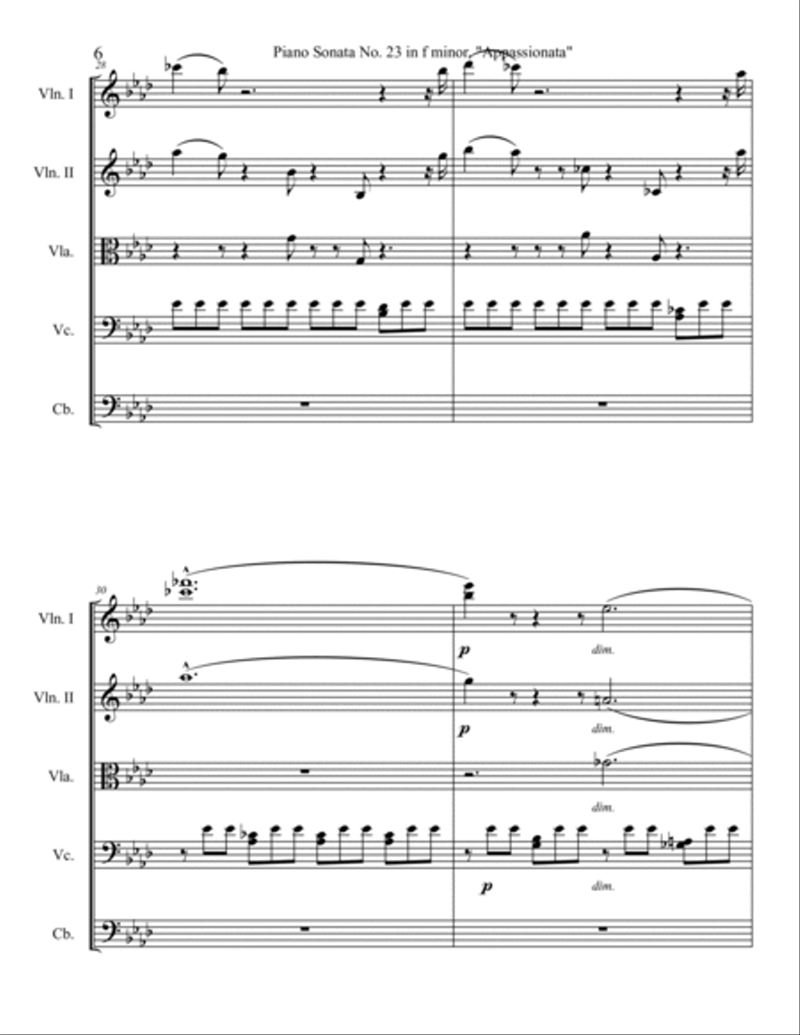 Appassionata Sonata, Movement 1 String Orchestra scores gallery preview page 6