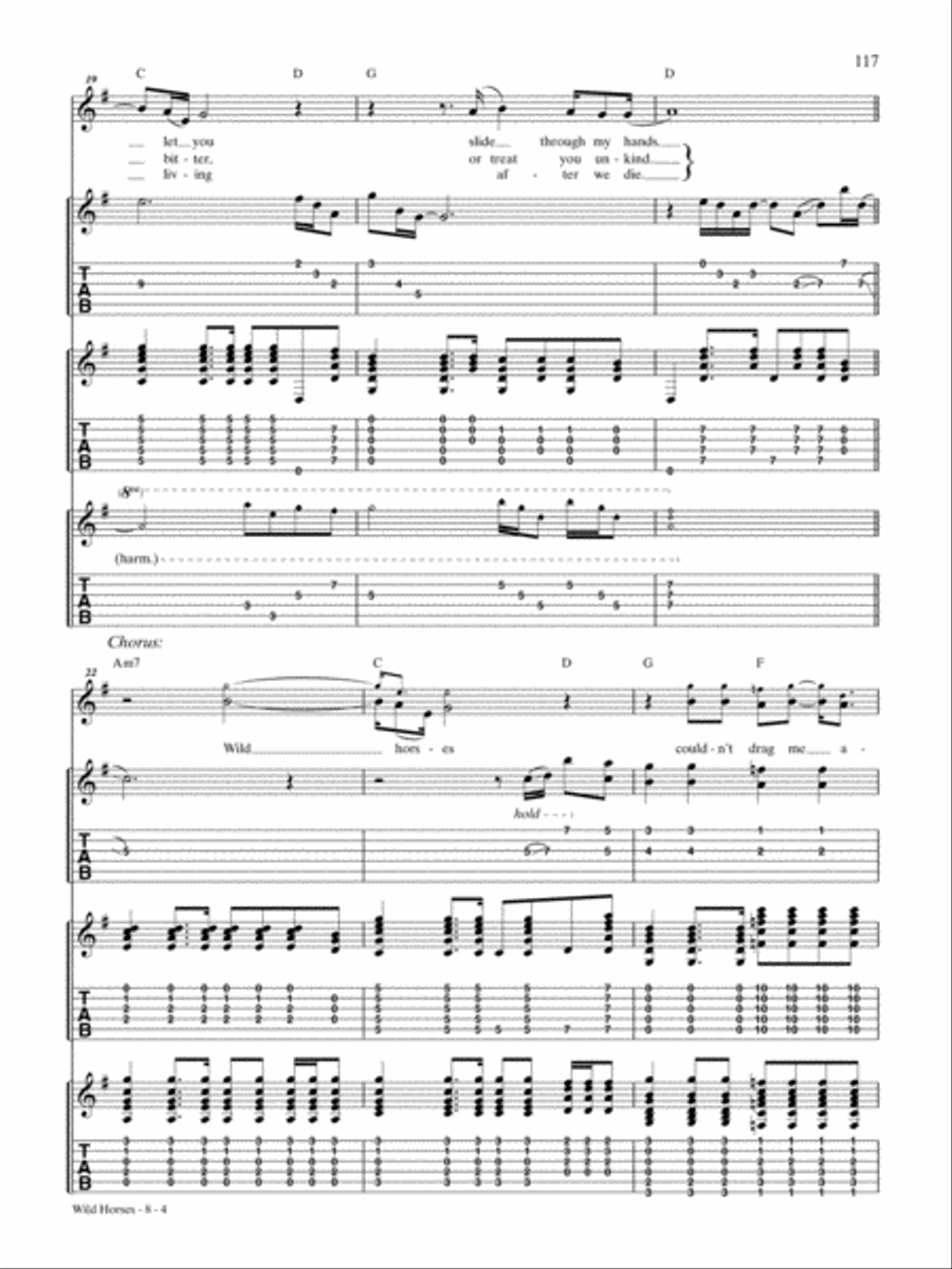 Wild Horses Guitar Tablature scores gallery preview page 4
