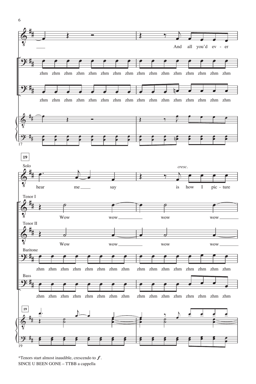 Since U Been Gone (as performed in Pitch Perfect) (arr. Deke Sharon) TTBB scores gallery preview page 5